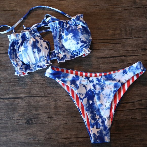 Stars and Stripes American Flag Bikini (NWOT) - Picture 2 of 5